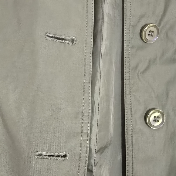 Gallery Trench Coat Outdoor Women L Green Jacket Removable Hood Button Pockets - Picture 8 of 16